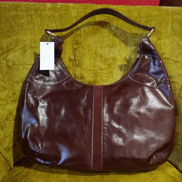 **LAST CHANCE** Maxx New York Brown Leather Suede Gold Studs Hobo Bag - Picture 3 of 8